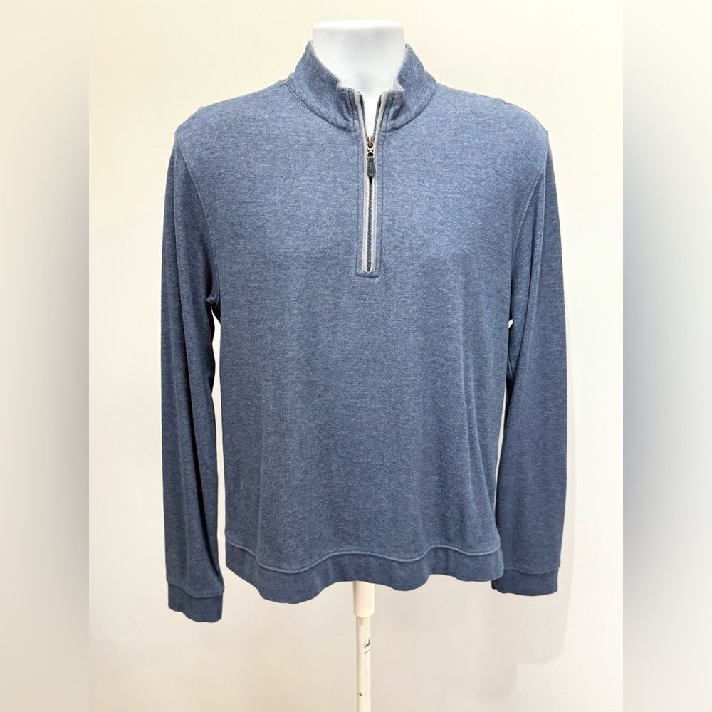 JOHNNIE-O Blue mock neck 1/4 zip pullover long sleeve shirt size M.